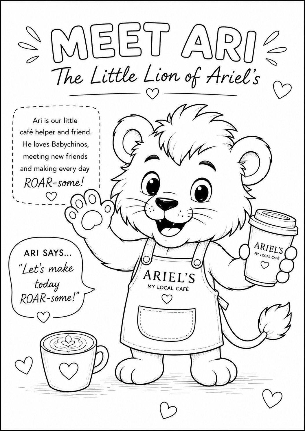 Hello Ari — Ari's Kids Club colouring sheet