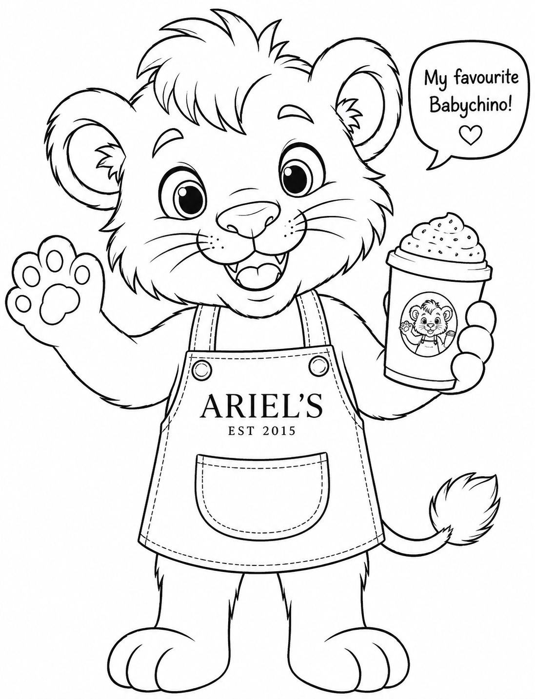 My Favourite Babychino — Ari's Kids Club colouring sheet
