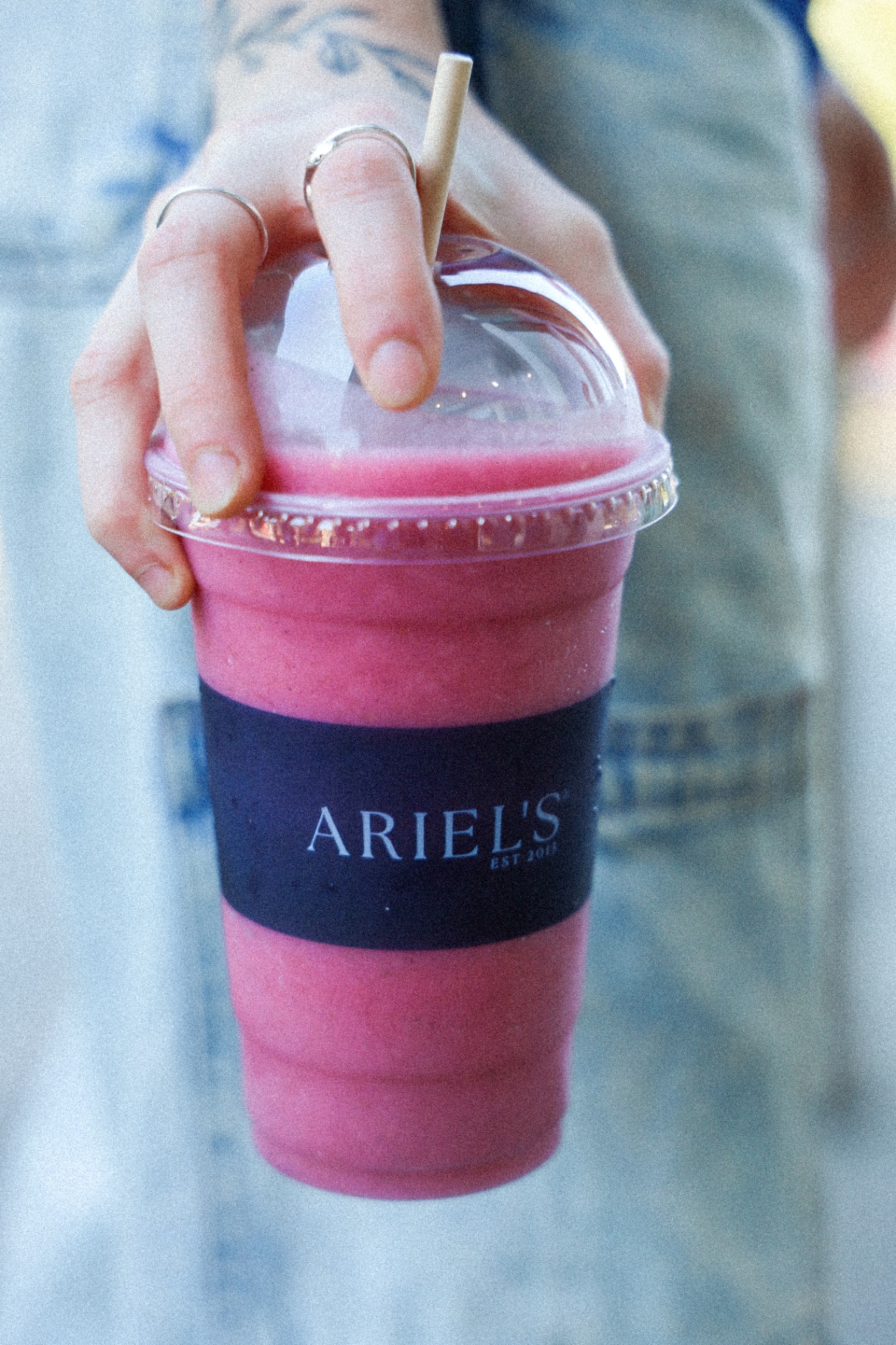 Berry smoothie in an Ariel's cup