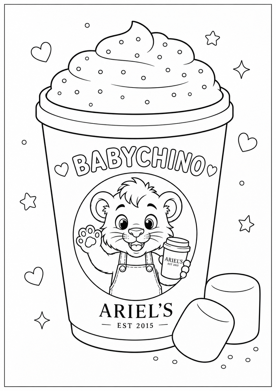 Babychino with Ari — Ari's Kids Club colouring sheet