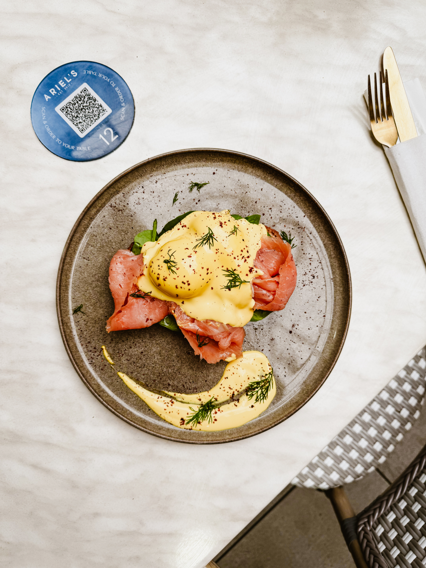 Ariel's Benny — smoked salmon eggs benedict with hollandaise
